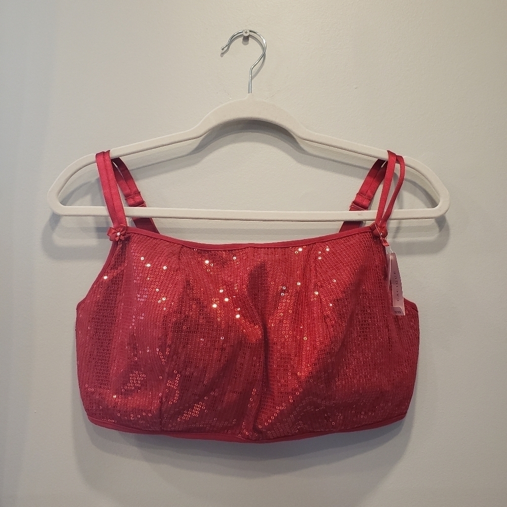 Sz 40DDD Red NWT Cacique Sequin Underwire Cami Bra